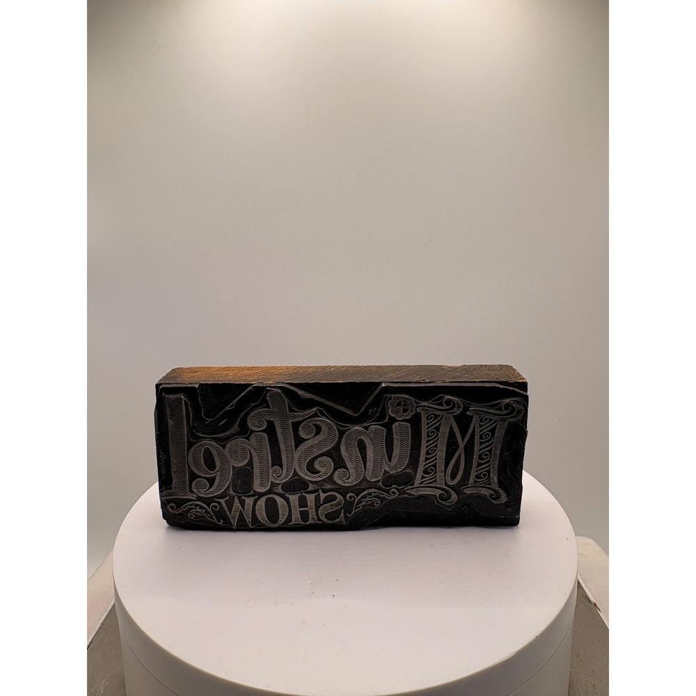 Antique Wood Letterpress Printing Block Musical Show Advertising Stamp Decor